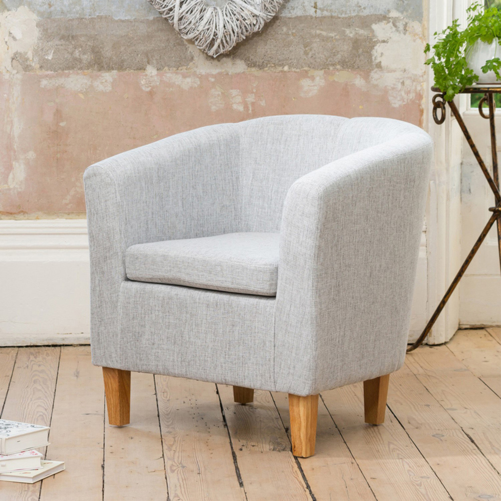 Artemis Home Alderwood Light Grey Hessian Tub Chair Image 3