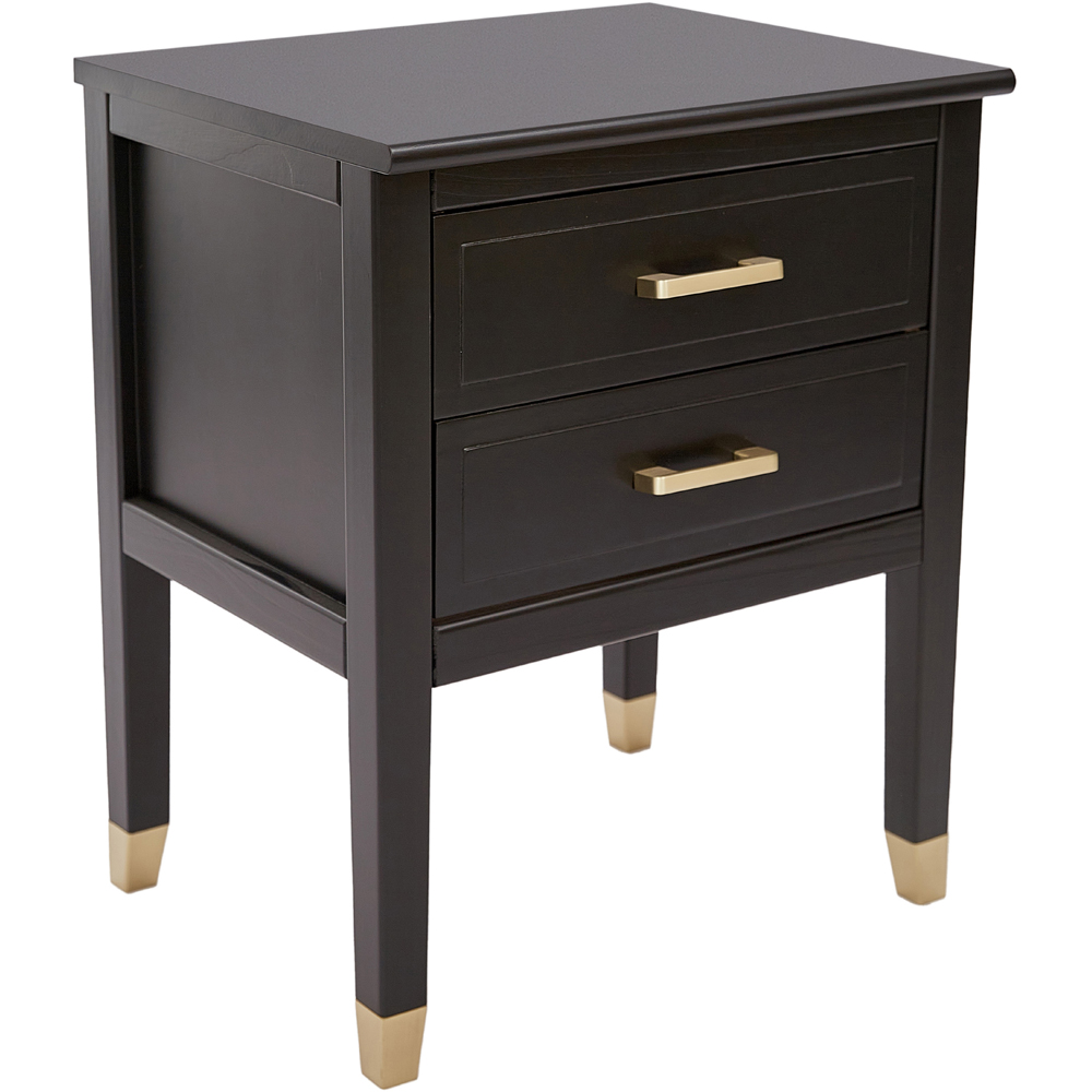 Palazzi 2 Drawer Black Bedside Table Image 2