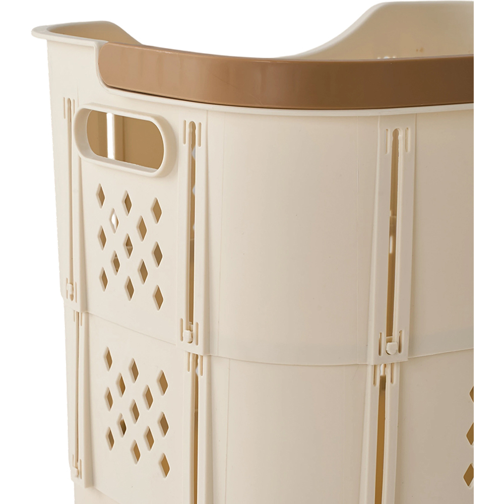 Living and Home Cream Collapsible Plastic Laundry Basket with Handle Image 5