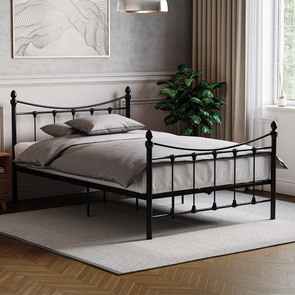 Vida Designs Paris Small Double Black Metal Bed Frame Image 1