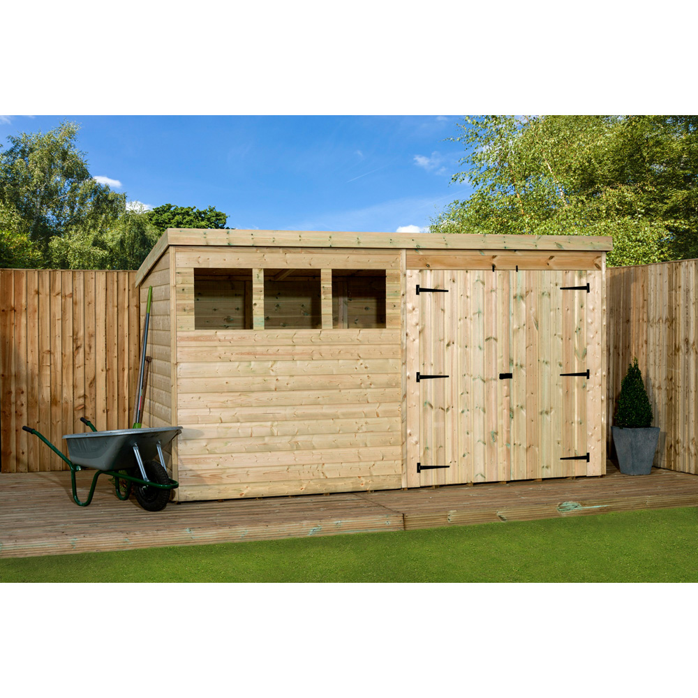 Empire Sheds 4000 14 x 6ft Double Door Tongue and Groove Wooden Pent Garden Shed Image 2