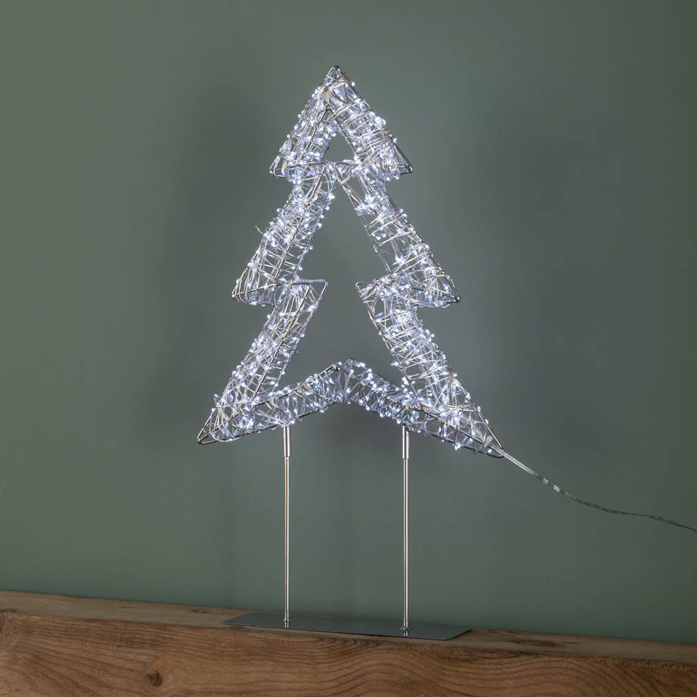 Samuel Alexander 720 White LED Light-Up Twinkling Silver Christmas Tree with Metal Stand 45cm Image 3