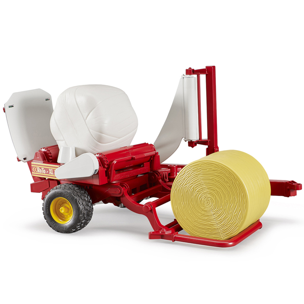 Bruder Kids Bale Wrapper Playset Model with Ochre and White Round Bales Image 2
