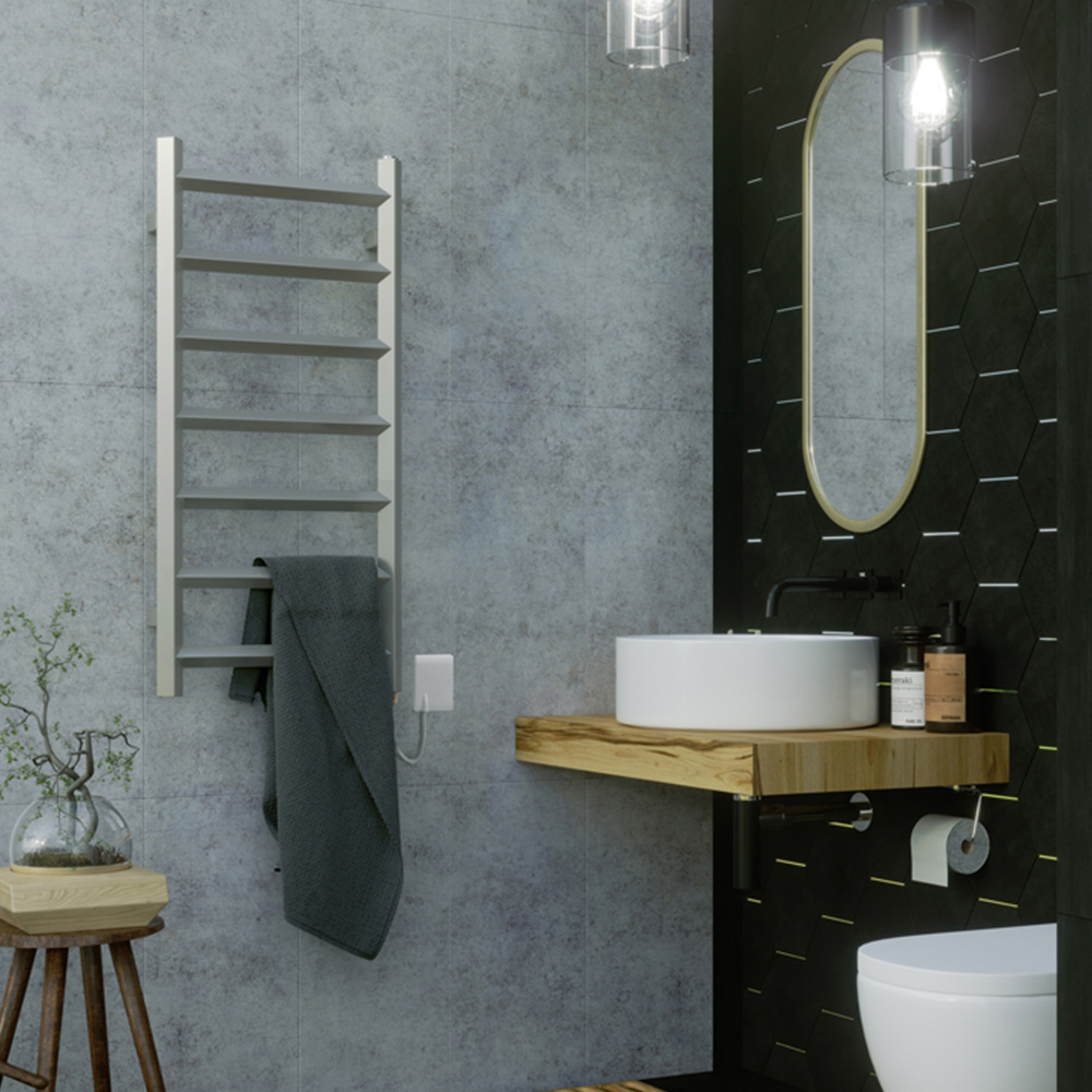 Terma Crystal Sparkling Gravel Taupe Electric Towel Rail 840 x 400mm Image 2