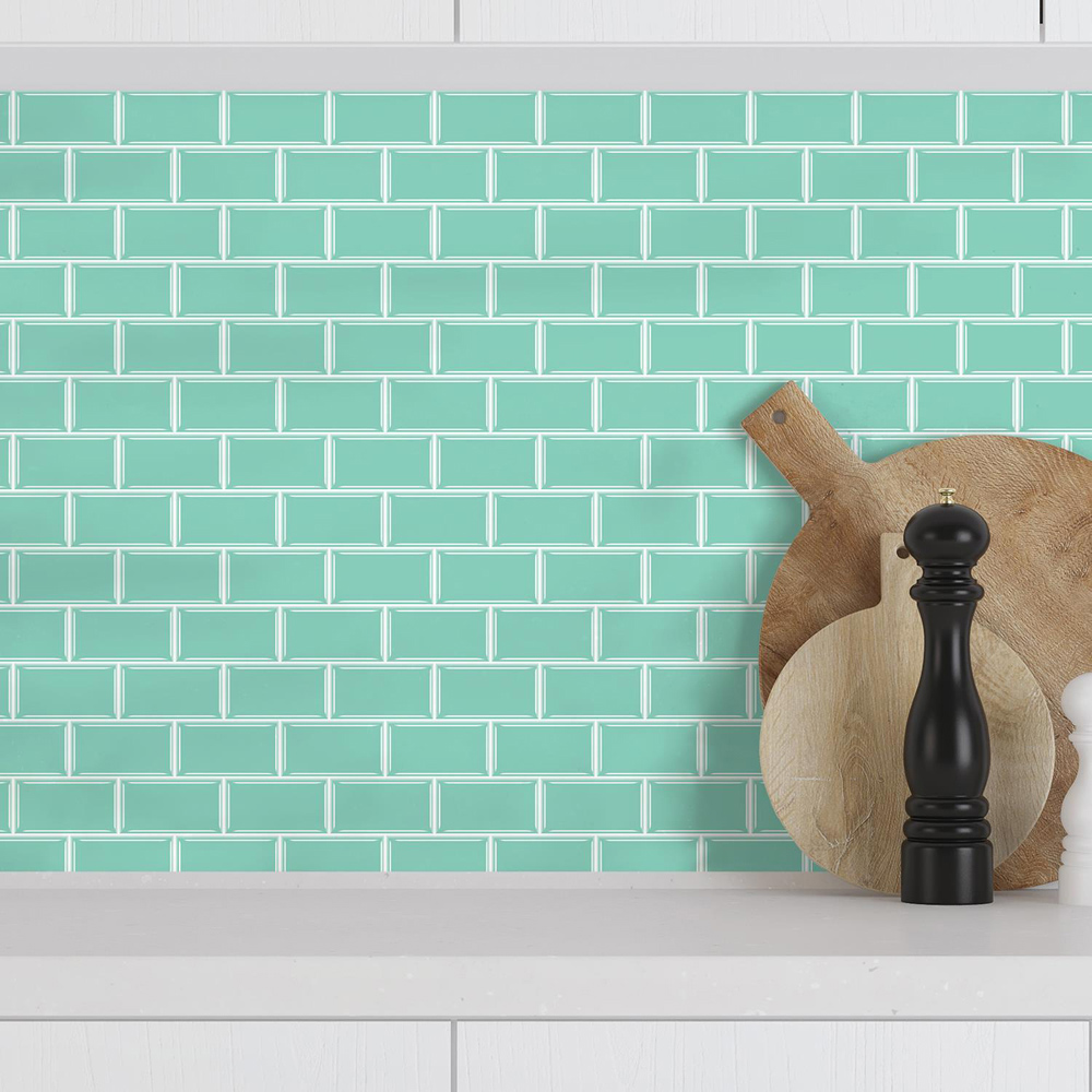 Walplus Capri Sea Metro Subway Peel and Stick Backsplash 3D Tile Stickers 20 Pack Image 1