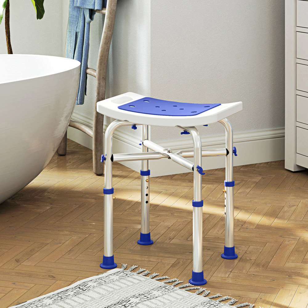 HOMCOM Purple Aluminium Height Adjustable Shower Stool Image 2