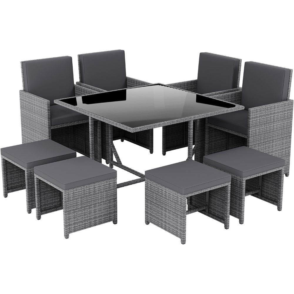GARDEN VIDA Cuba Rattan Effect 8 Seater Garden Dining Set Grey Image 2