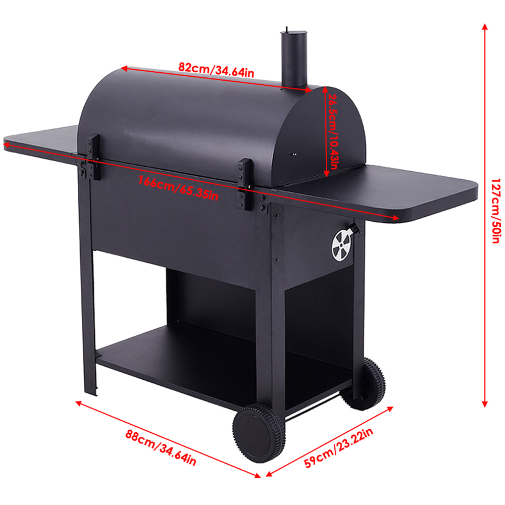 Living and Home Outdoor Carbon Steel Charcoal BBQ Grill with Smoke Stack Image 8