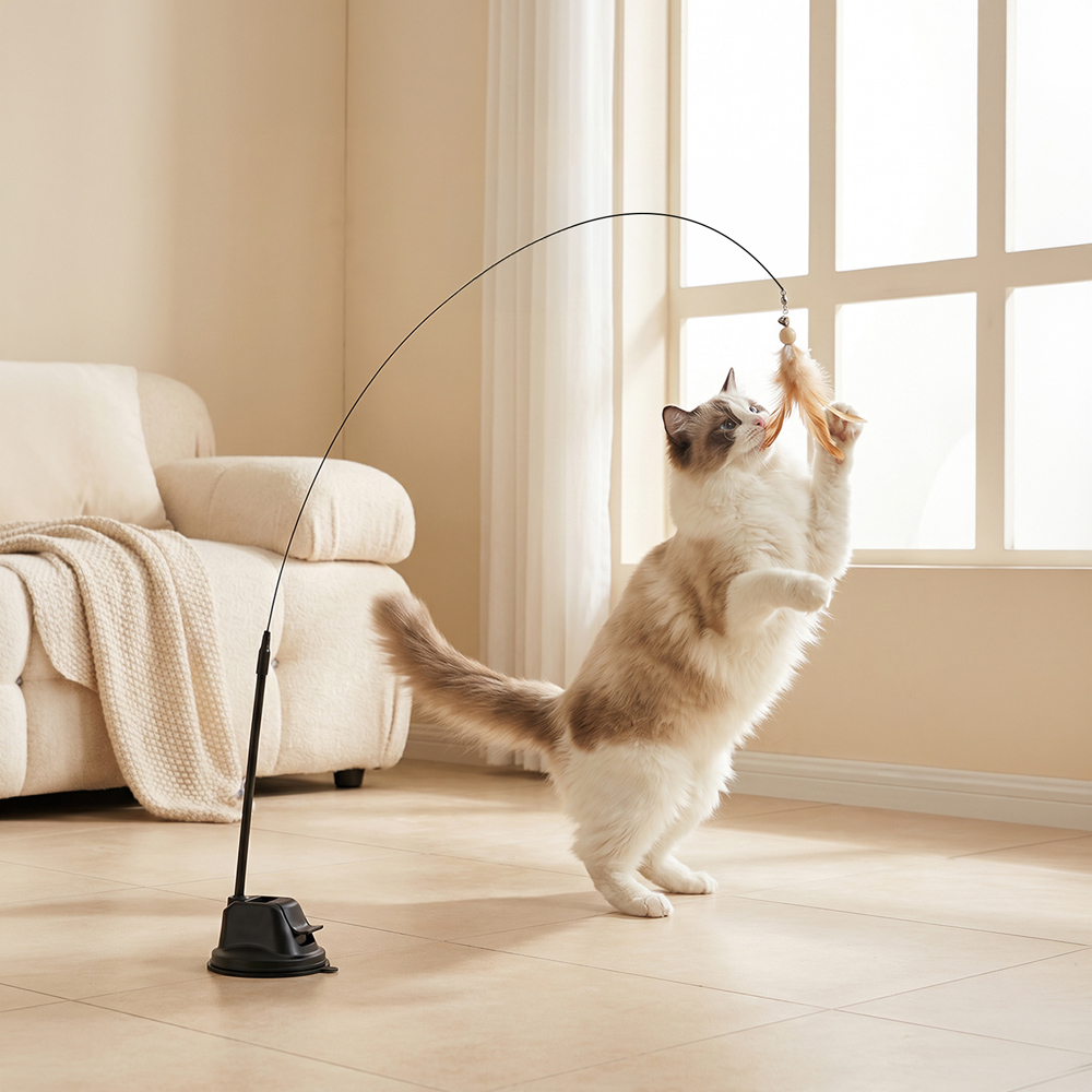 H&O Direct 7 Piece Suction Cup Cat Teaser Wand Toy Set Image 2