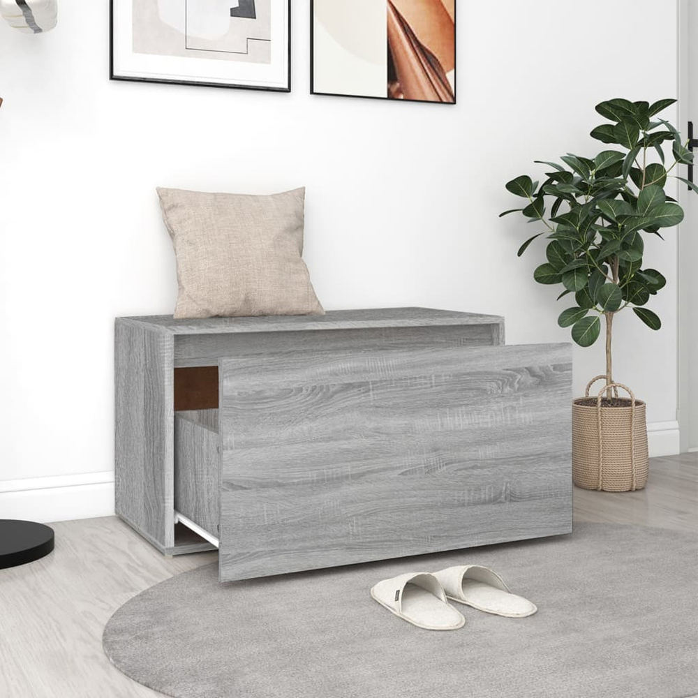 vidaXL Single Drawer Grey Sonoma Hall Bench Image 7