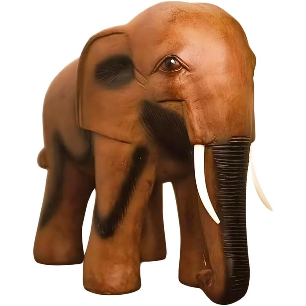 Marco Paul Large Wood Effect Elephant Garden Ornament Image 1
