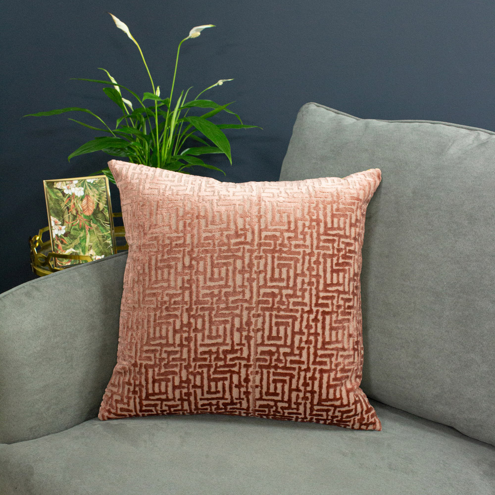 Paoletti Delphi Blush Velvet Jacquard Cushion Image 2
