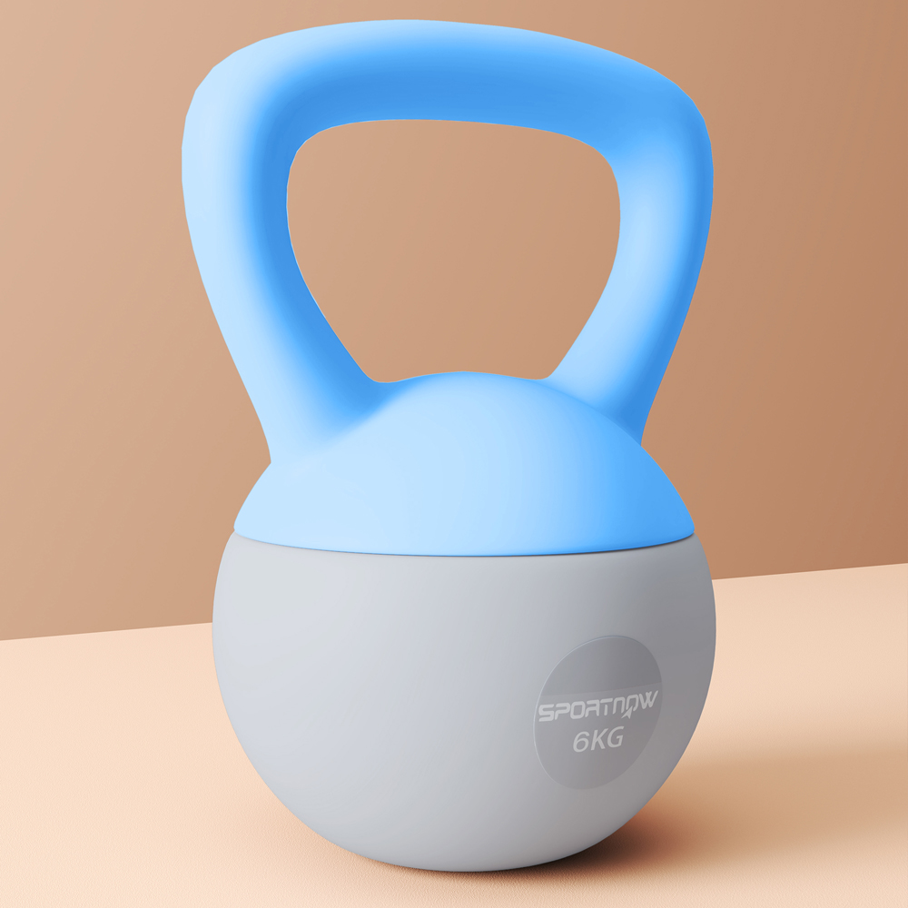 SPORTNOW Light Blue and Grey Soft Body Kettlebell with Non Slip Handle 6kg Image 3