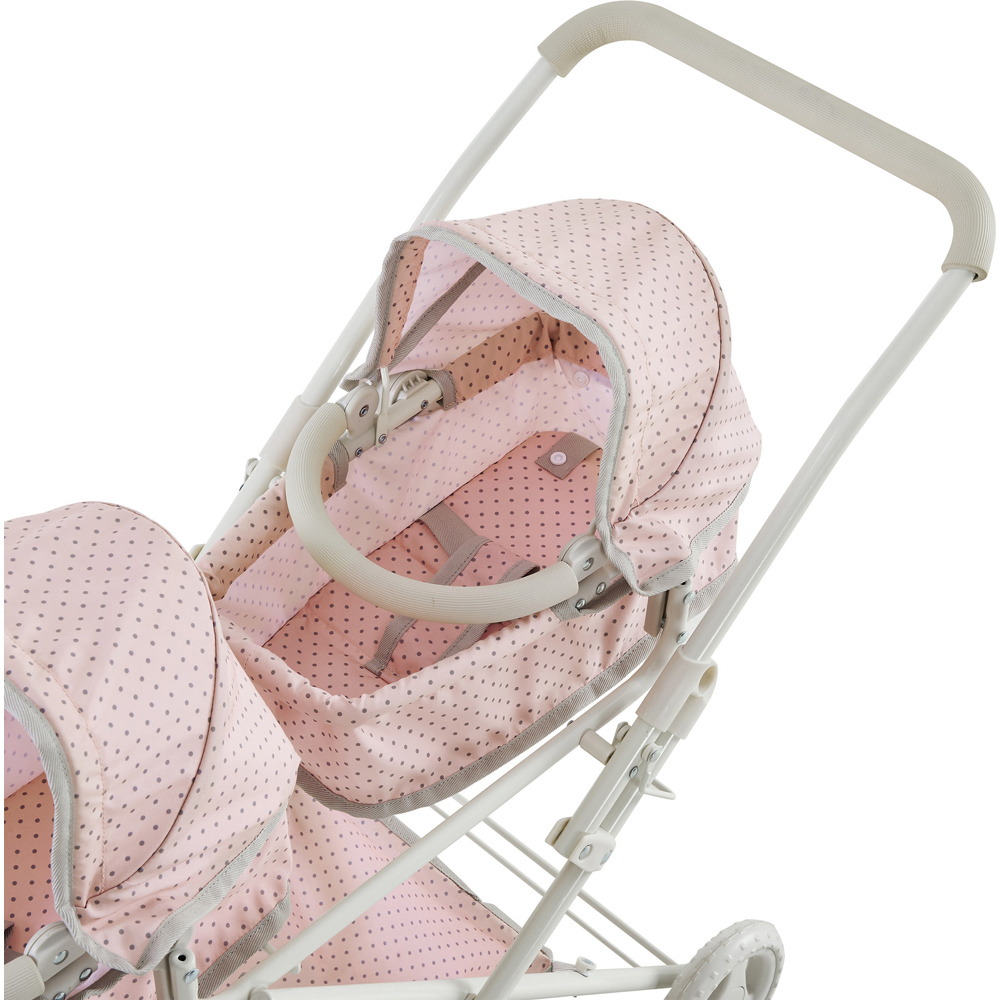 Teamson Kids Olivia's Little World Pink Polka Dot Princess Double Bassinet Stroller Image 5