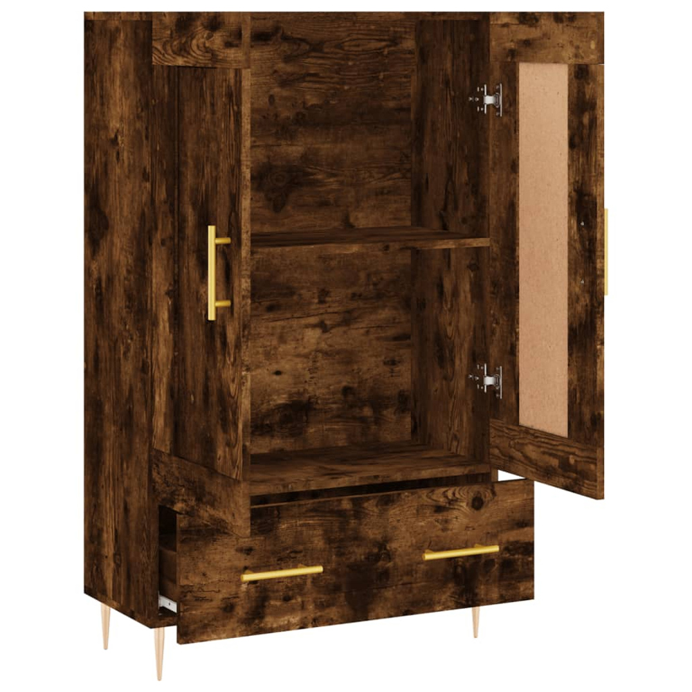 vidaXL 2 Door Single Drawer Smoked Oak Highboard Image 6
