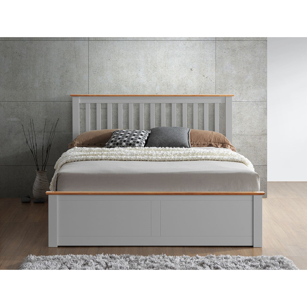 Malmo King Size Pearl Grey Wooden Ottoman Bed Image 3