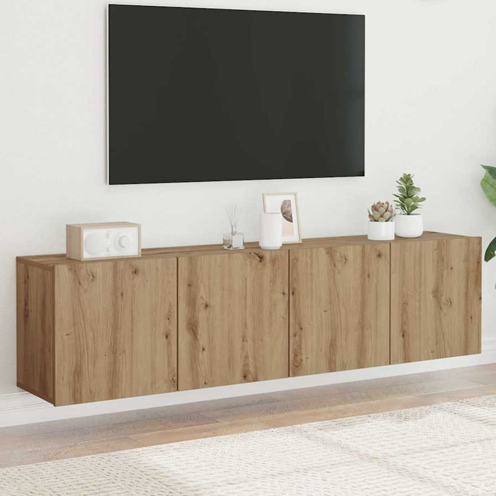 vidaXL 2 Door Artisan Oak Wall Mounted TV Cabinet Set of 2 Image 1