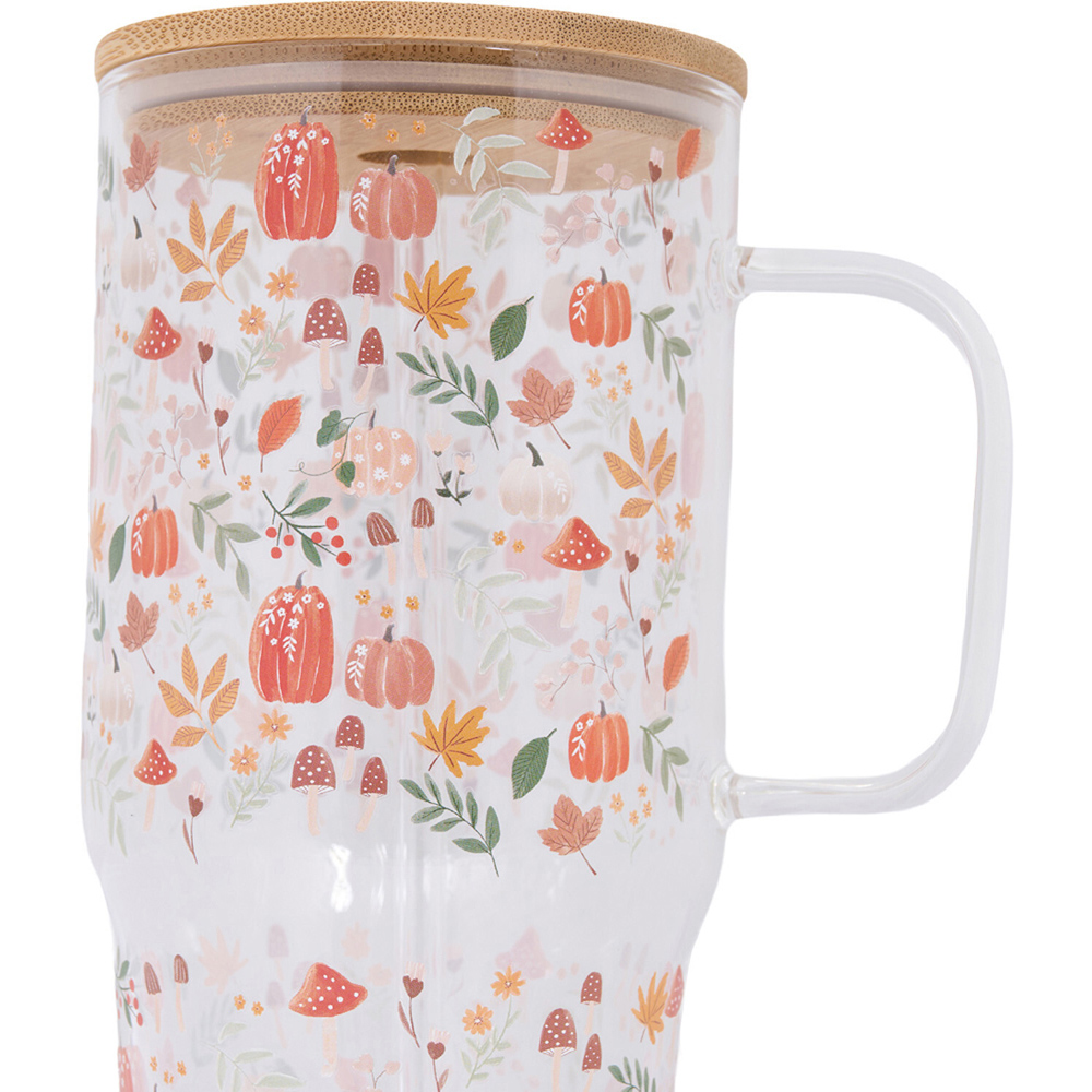 Autumn Travel Glass Mug with Straw Image 3