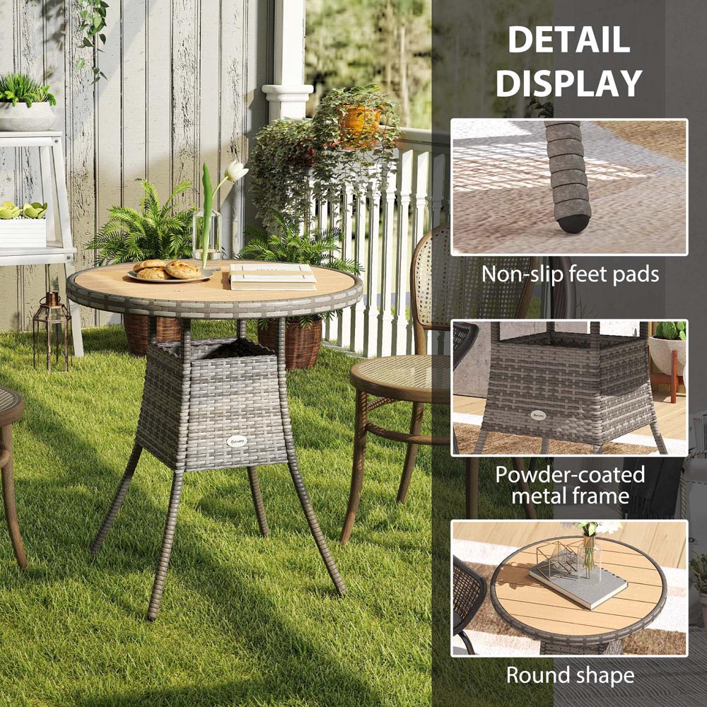 Outsunny 2 Seater PE Rattan Garden Dining Table Natural Image 5