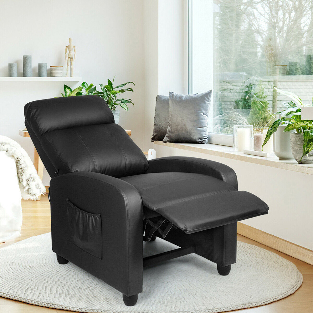 Costway Black Recliner Chair with Adjustable Backrest Image 4