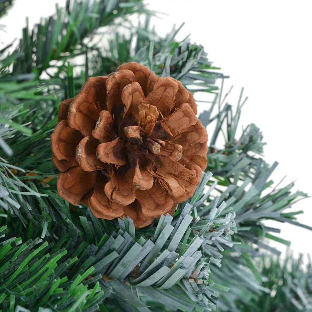 vidaXL Pre-Lit Black Baubles Green Artificial Christmas Tree 7ft Image 7