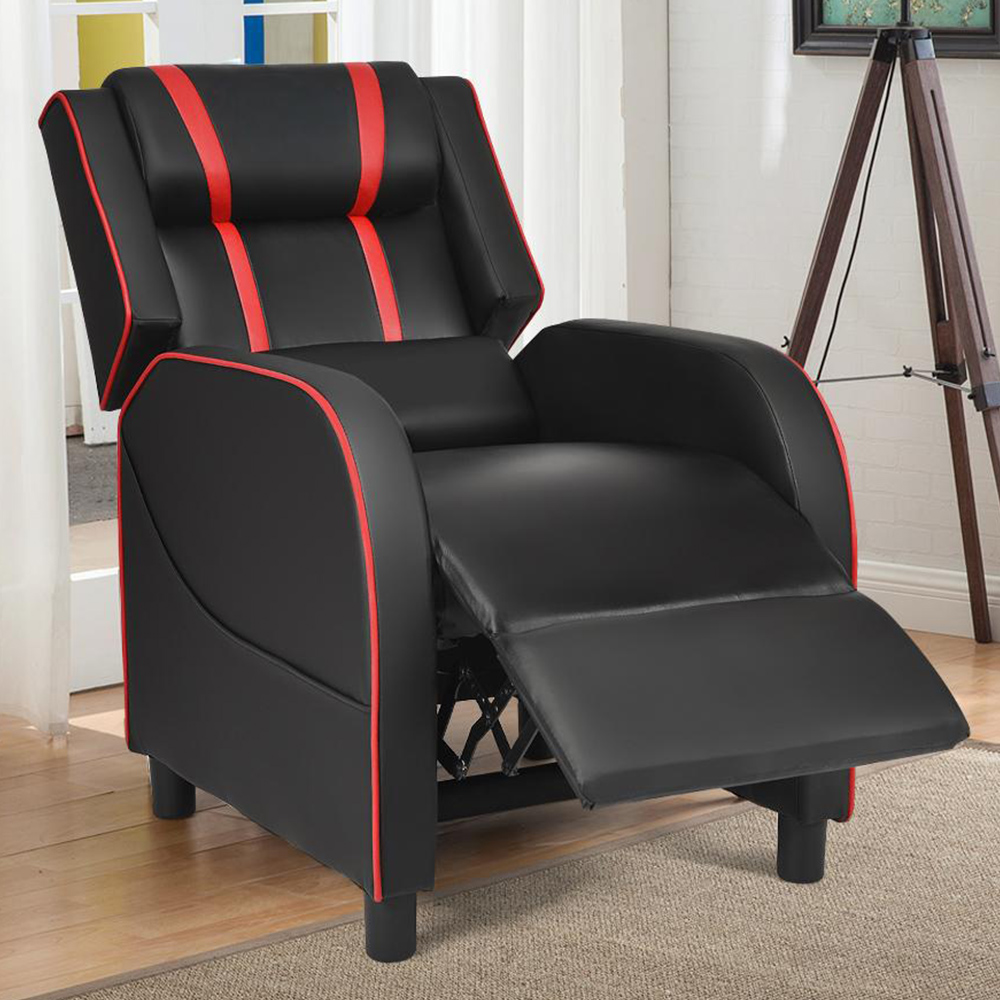 Costway Red Adjustable Gaming Chair with Headrest Image 1