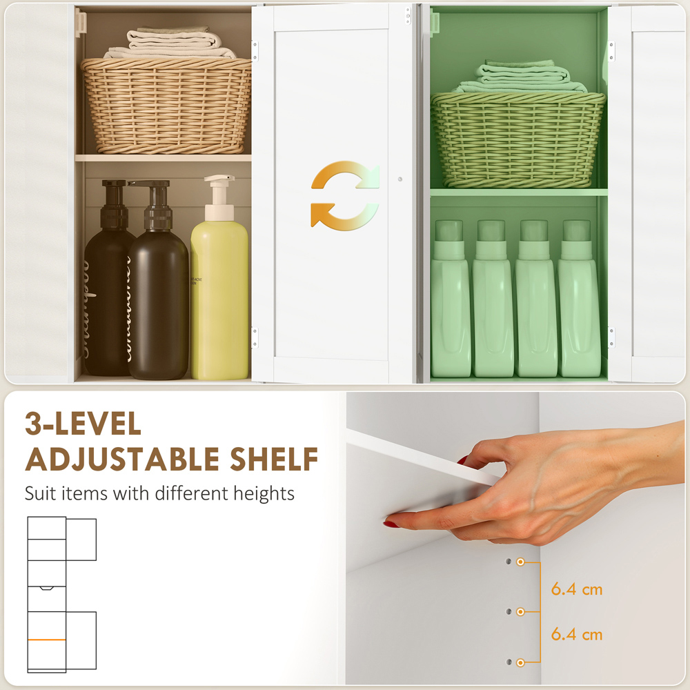 Portland 2 Door Single Drawer Single Shelf Tall Bathroom Storage Cabinet with LED Light Image 7