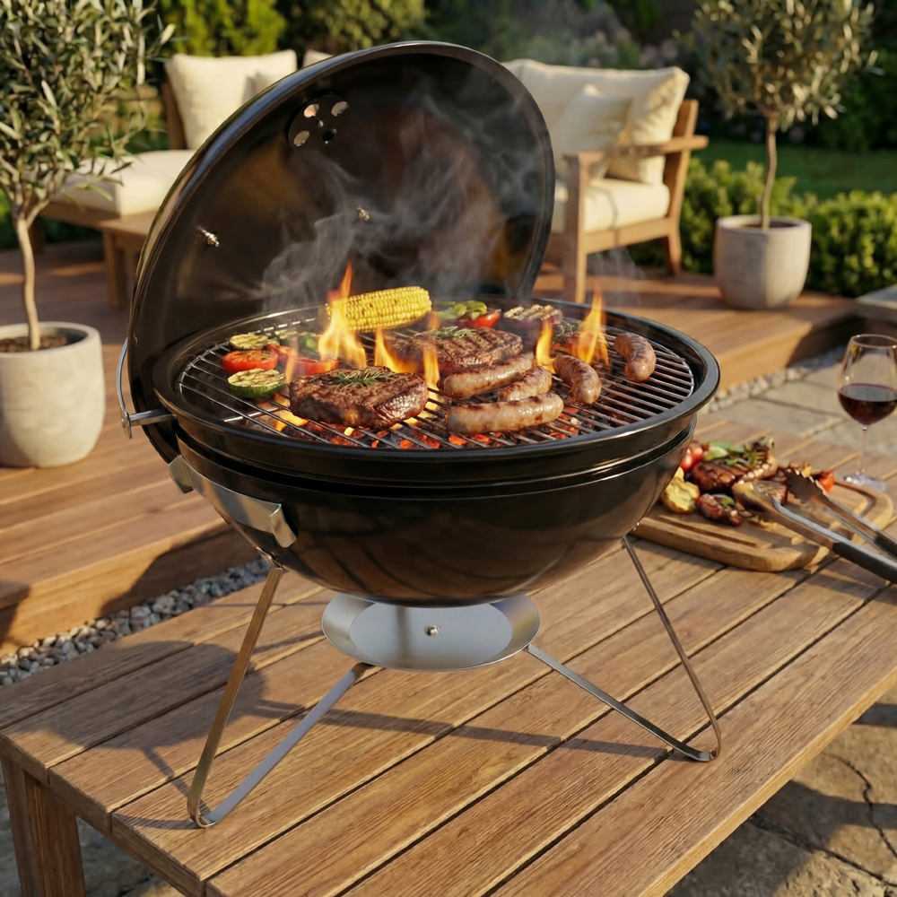 GARDEN VIDA Kansas Black Small Kettle Grill BBQ Image 4