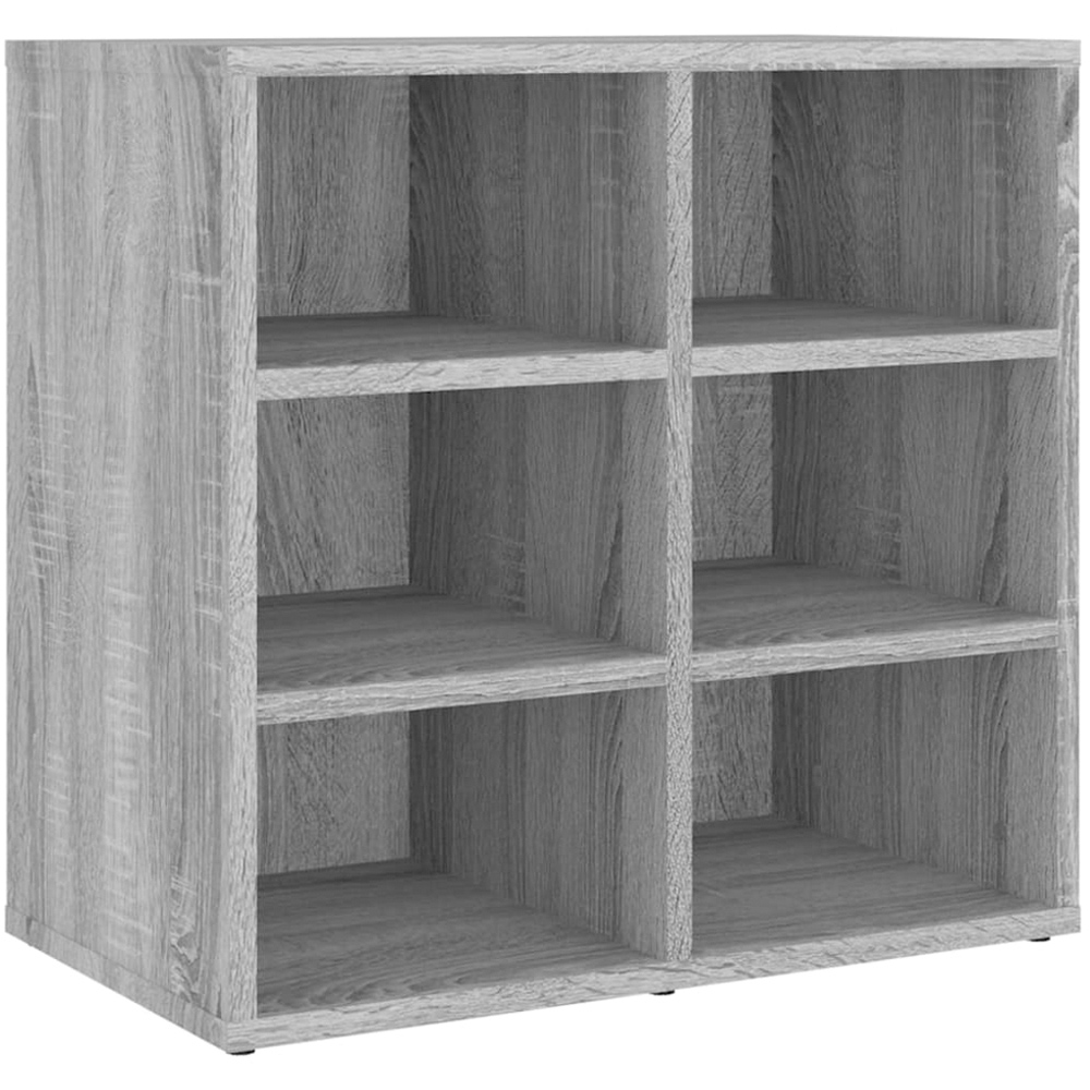 vidaXL 6 Open Shelf Grey Sonoma Shoe Storage Cabinet Image 2