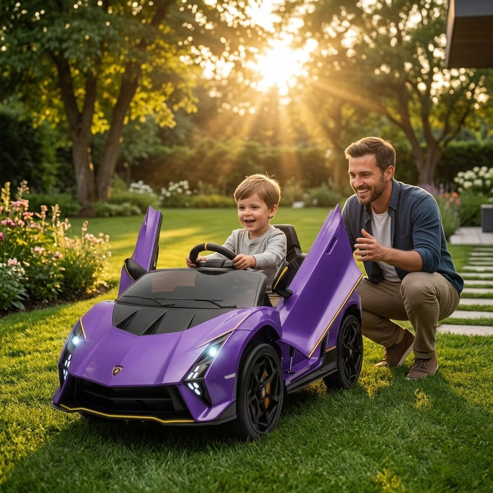 Alivio Kids Purple Lamborghini Ride-On Car with Remote and LED Lights 12V Image 2