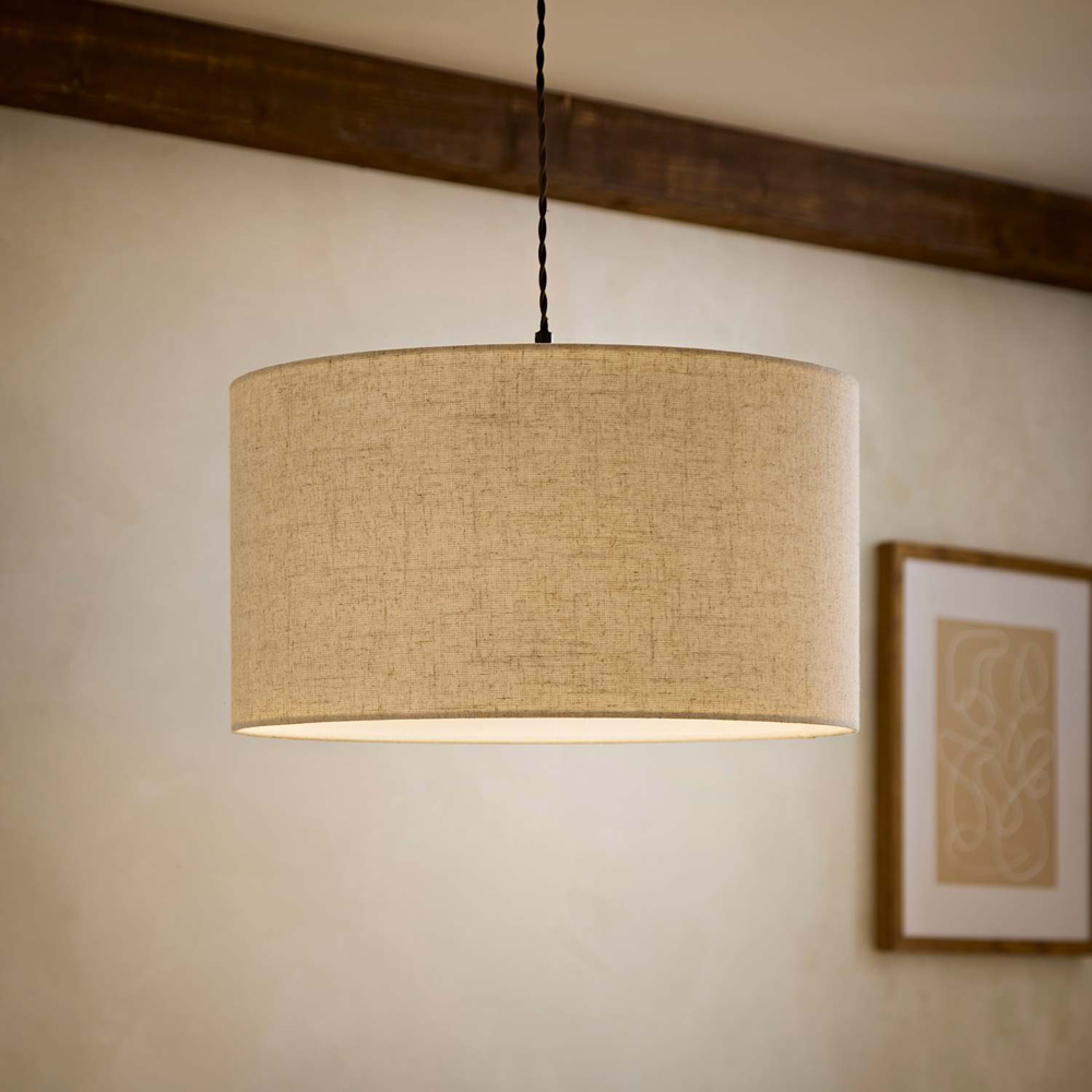 ValueLights Reni Large Cream Linen Drum Easy Fit Pendant Lamp Shade Image 5