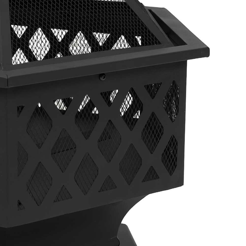 Living and Home Wood Burning Garden Fire Pit with Cover Image 5