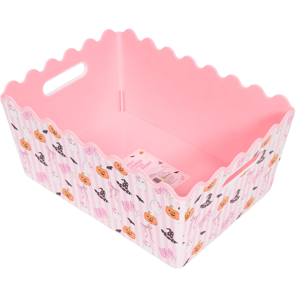 Halloween Wave Printed Storage Basket Pink Image 4