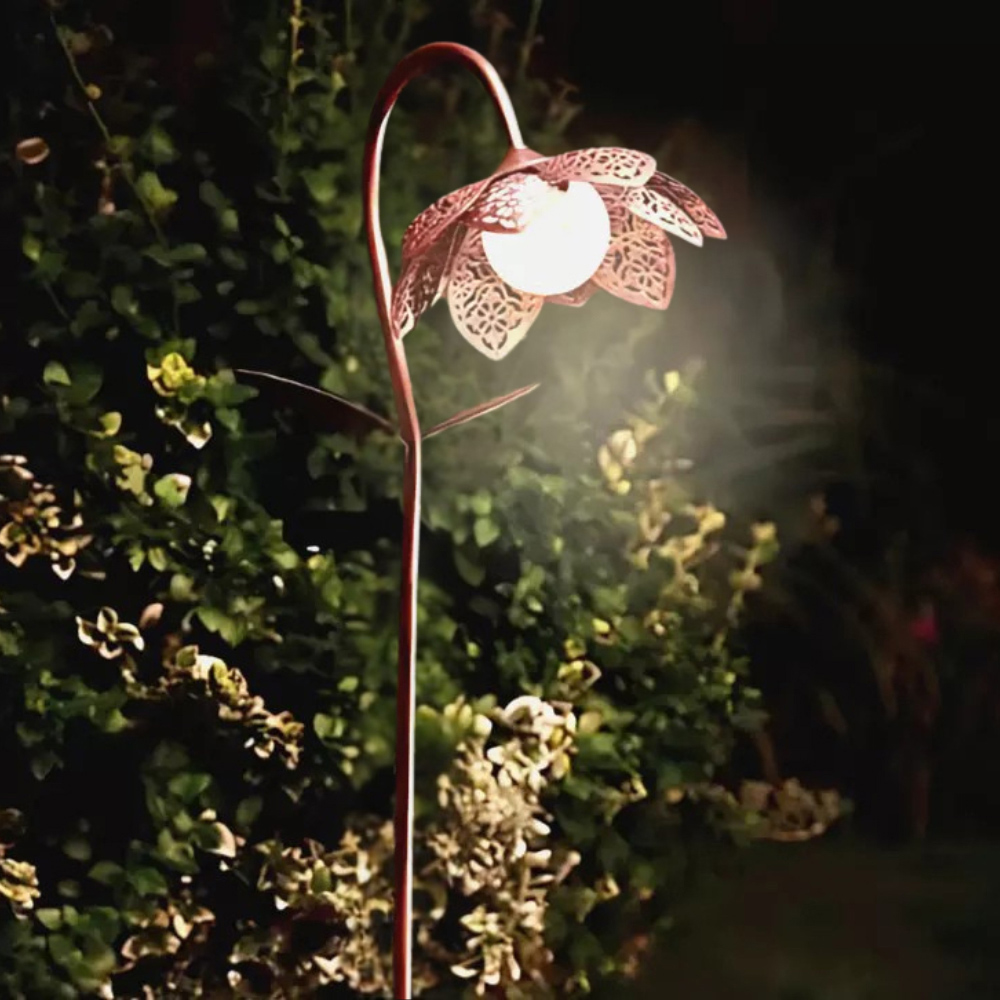 Garden Mile Bloom Damasque Flower Solar LED Stake Light Image 2