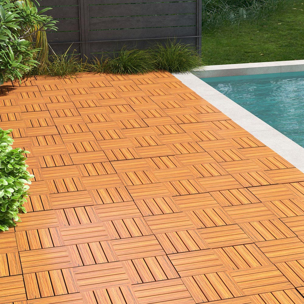 Costway Brown Interlocking Deck Tiles 18 Pack Image 4