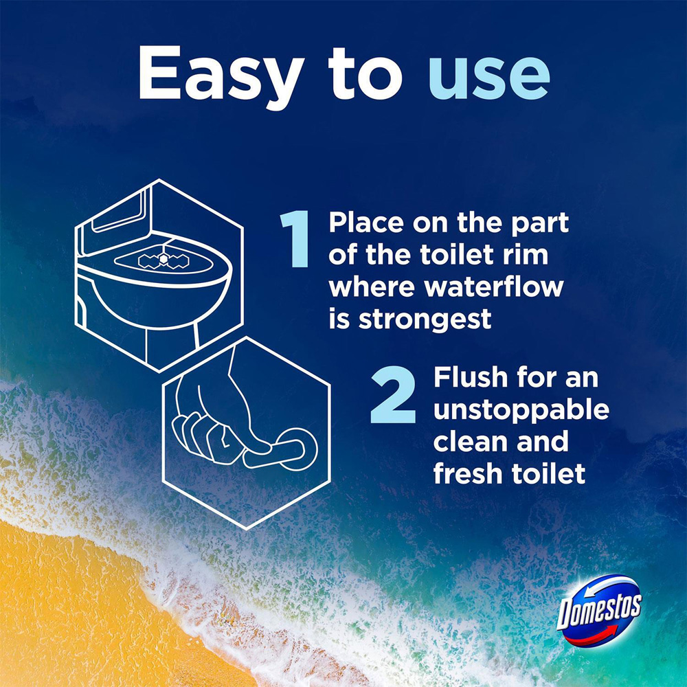 Domestos Power 5 Ocean Toilet Rim Block Trio Pack 50g 10 Pack Image 5