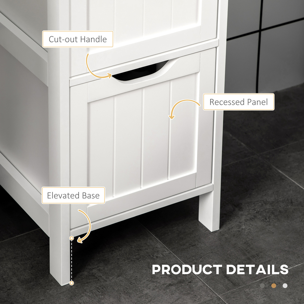 HOMCOM 3 Drawer 2 Open Shelf White Slim Bathroom Storage Unit Image 7