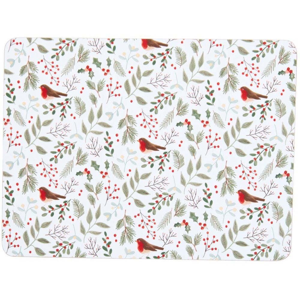 Merry Robin Placemat and Coaster Set White Image 3