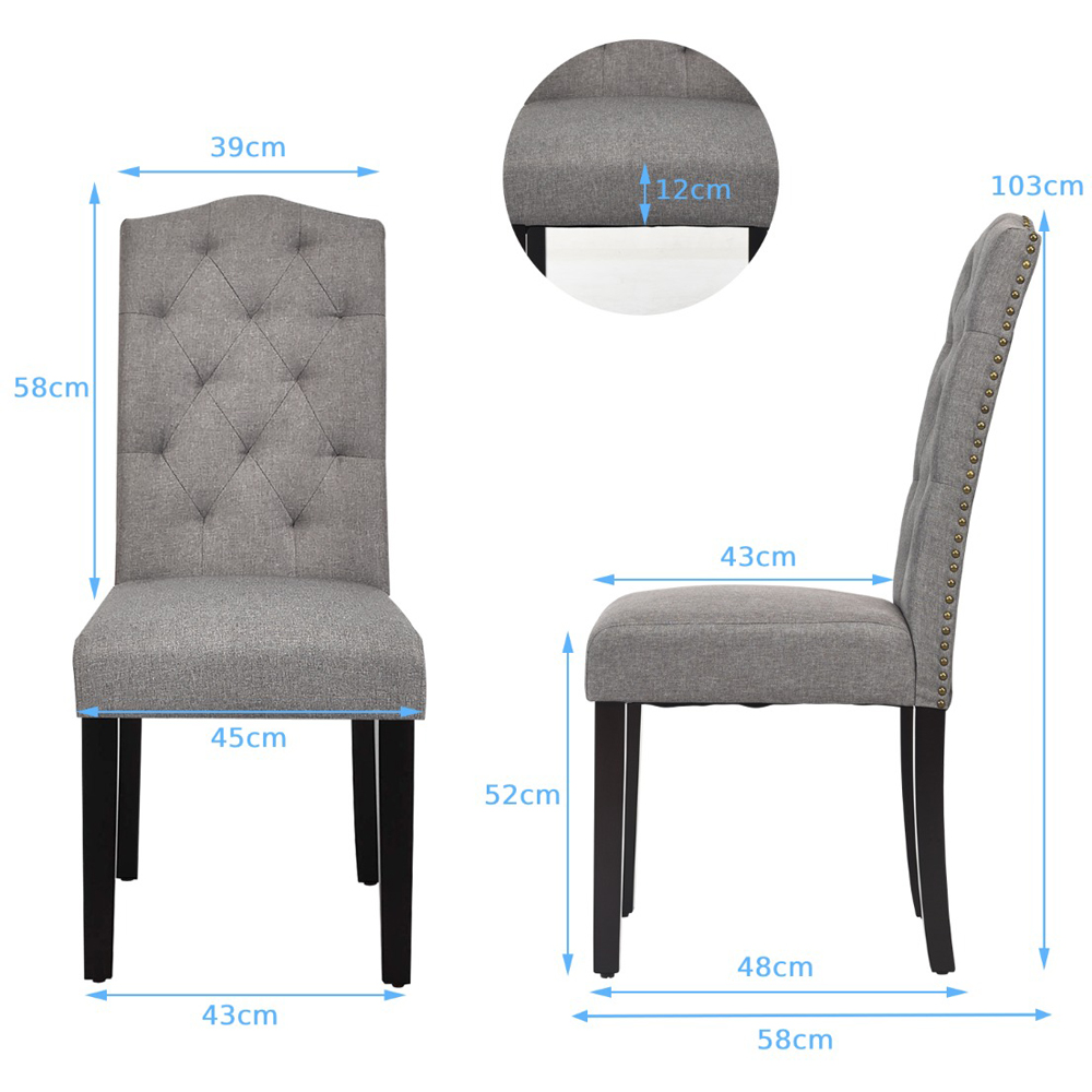 Costway Set of 2 Grey Dining Chairs Image 9