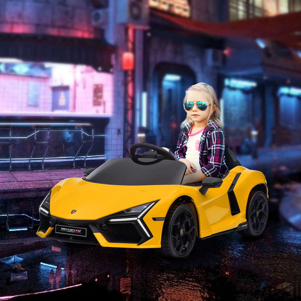 Tommy Toys Yellow Licensed Lamborghini Revuelto Kids Ride on Car with Suspension Image 2