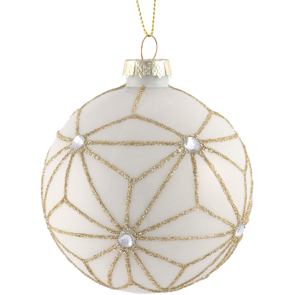 Champagne & White Patterned Bauble - White Image 3