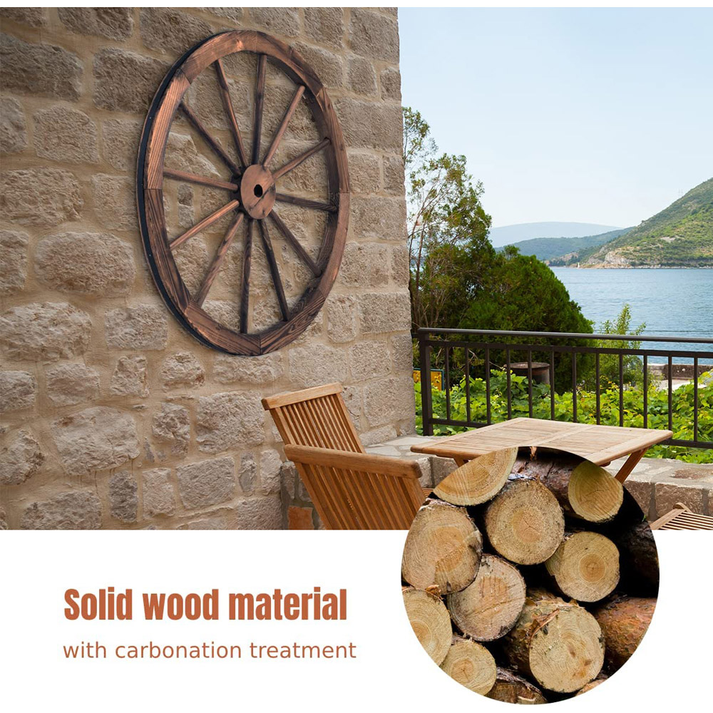 Costway Decorative Wooden Wheels 76cm Set of 2 Image 5