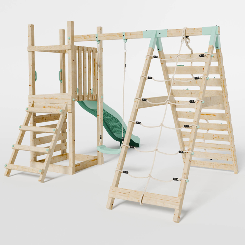 Mercia Mountain Climbing Frame Play Tower with Slide Swing and Climbing Frame Wall Image 4