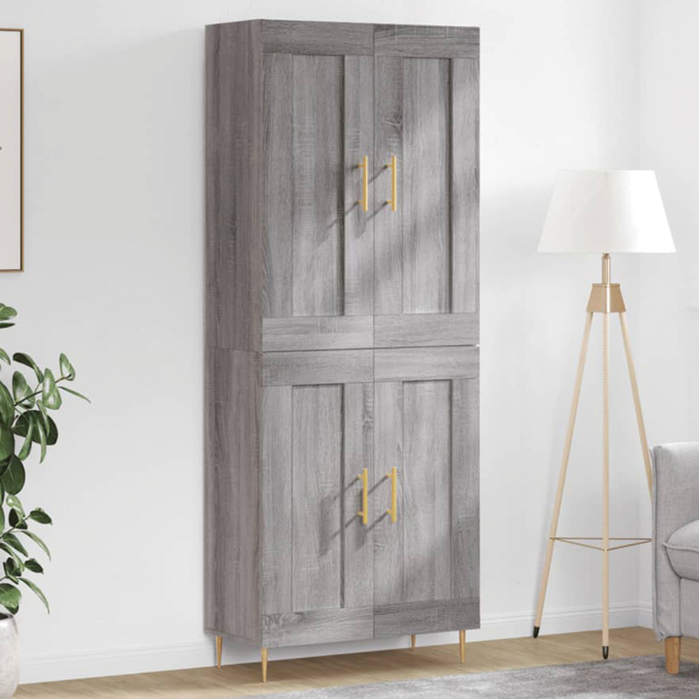 vidaXL 2 Door 3 Drawer Grey Highboard Image 1