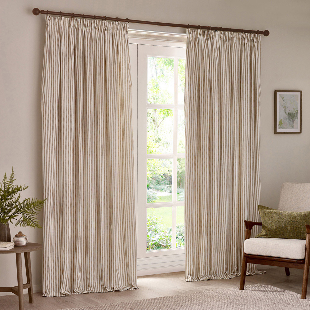 Yard Hebden Natural Cotton Blackout Pencil Pleat Curtains 168 x 229cm Image 1