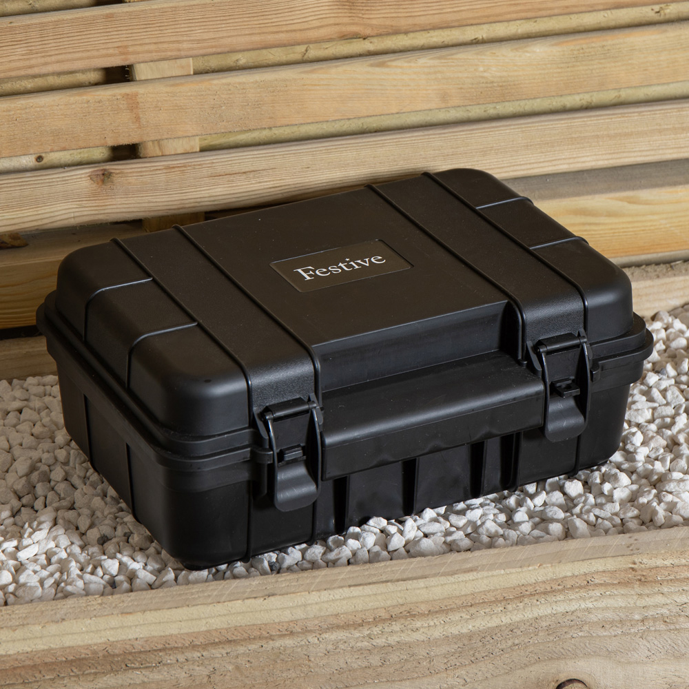 Samuel Alexander Large Black Weatherproof Outdoor Electrical Connection Box with Extension Cable Image 2
