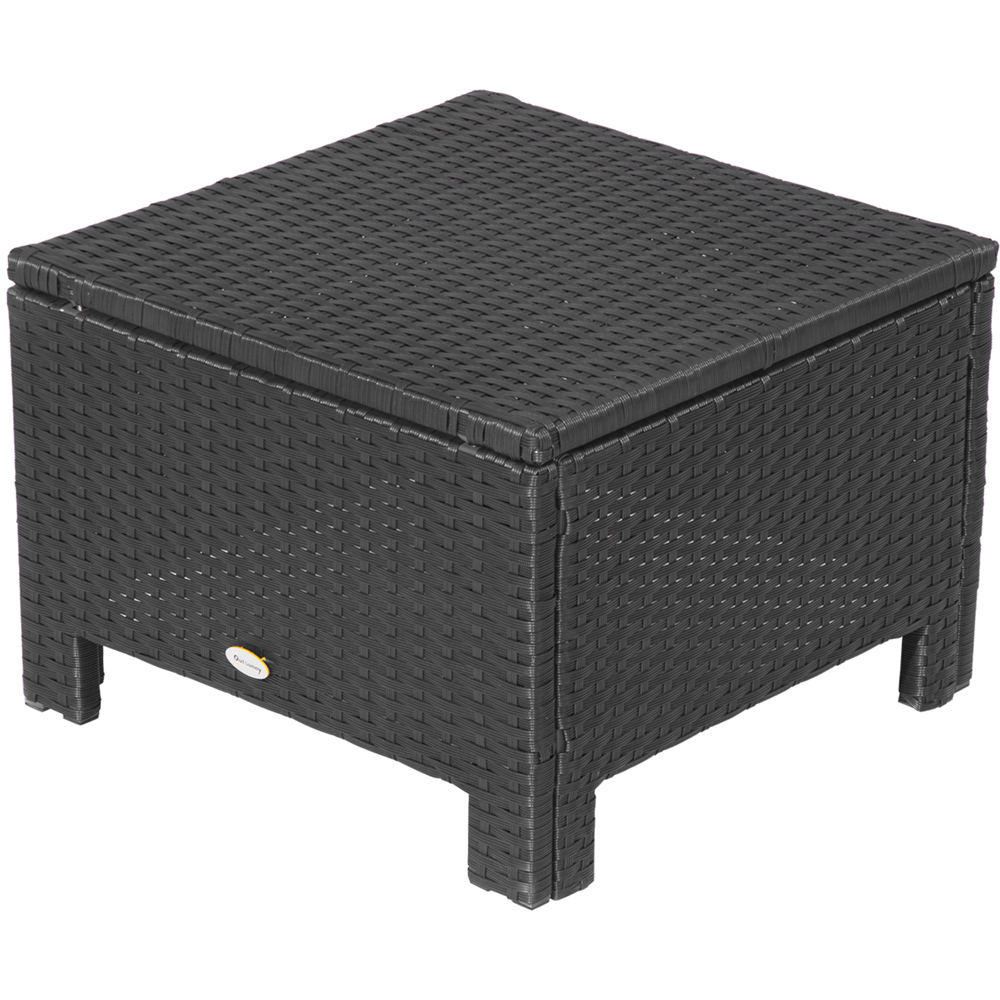 Outsunny Black PE Rattan Footstool with Padded Seat Image 4