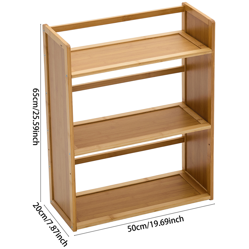 Living and Home 3 Shelf Natural Bamboo Desktop Bookshelf with Guardrail ...