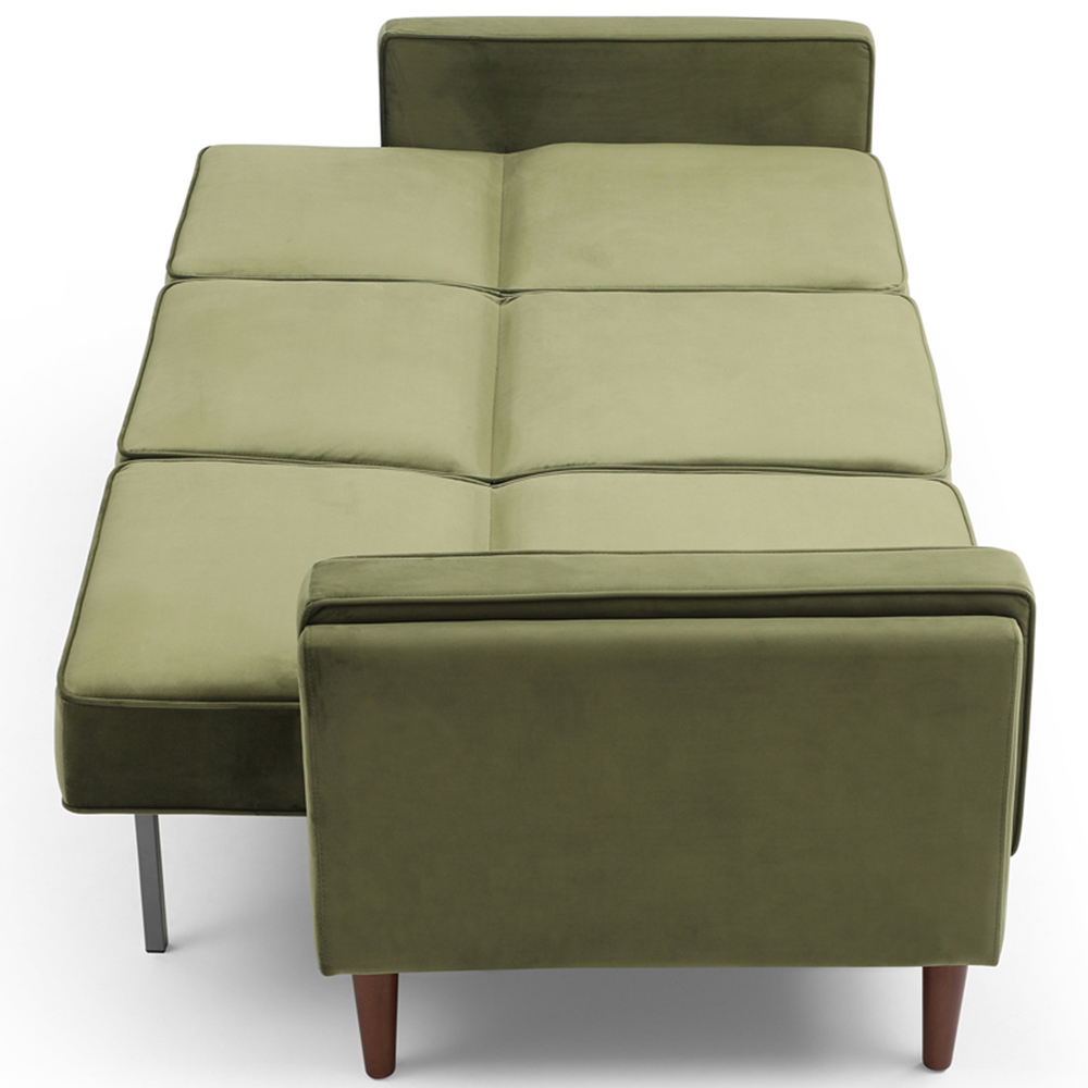 Asher 3 Seater Olive Velvet Sofa Bed Image 7