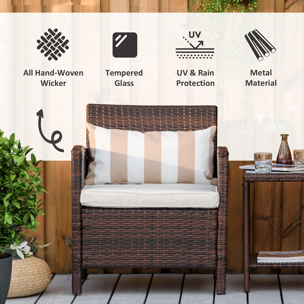 Outsunny 2 Seater Brown Rattan Lounge Set Image 4